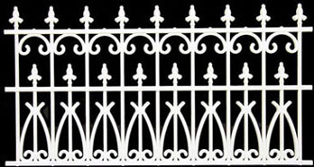 Dollhouse Miniature Fence 3-1/2 In White Ornate Plastic, 2Pc